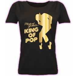 Damska koszulka ze złotym napisem King of Pop na prezent, Koszulki