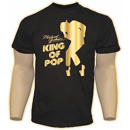 Męska koszulka ze złotym napisem King of Pop na prezent, Koszulki Koszulki