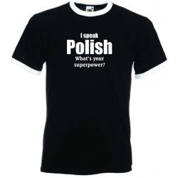 Męska koszulka \\"Mówię po polsku\\" (czarna) na prezent, Koszulki
