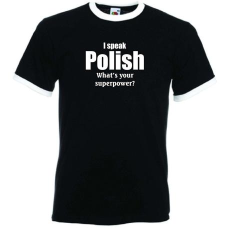 Męska koszulka \\"Mówię po polsku\\" (czarna) na prezent, Koszulki Koszulki