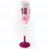 "18" champagne glass with glitter